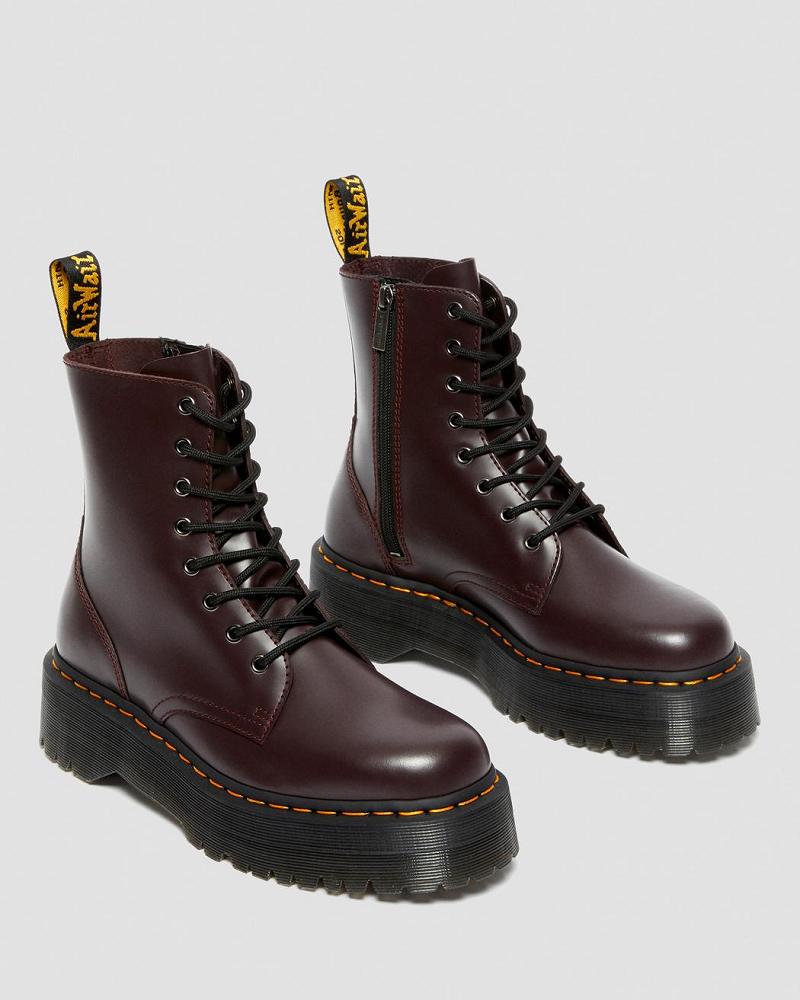 Dr Martens Jadon Smooth Læder Platform Støvler Dame Bordeaux | DK 246QMA